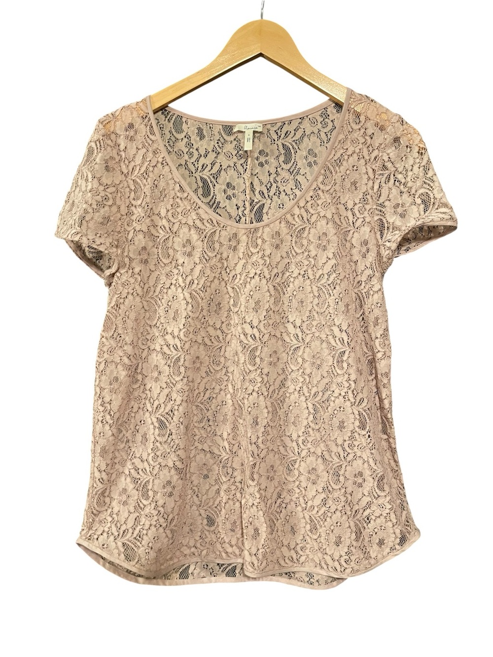 Flounce Pink Floral Lace Scoop Top - Picture 3 of 4